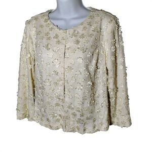 ECI New York Cream 3D Floral Sequin Mesh‎ Evening Jacket 4 romantic coquette